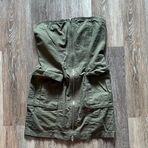 Honey Peach Green Strapless Zip-Up Dress